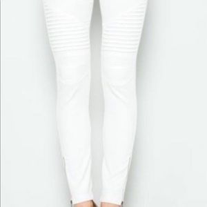 Moto leggings - white